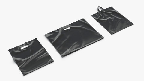 3 Black Plastic Bag Lying - handle packet shapes set