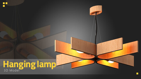 Hanging lamp with natural wood - Free 3D Model