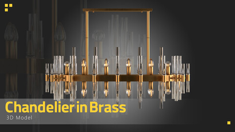 Modern Glass Living Room Chandelier in Brass - Free 3D Model