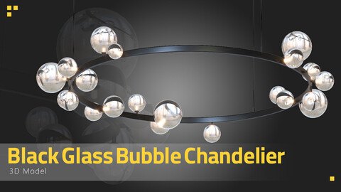 Black Glass Bubble Chandelier - Free 3D Model