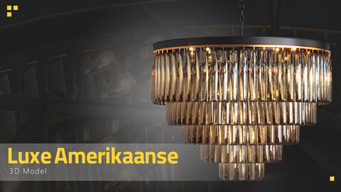 Luxe Amerikaanse Crystal Retro Grote Hanger Lamp - Free 3D Model