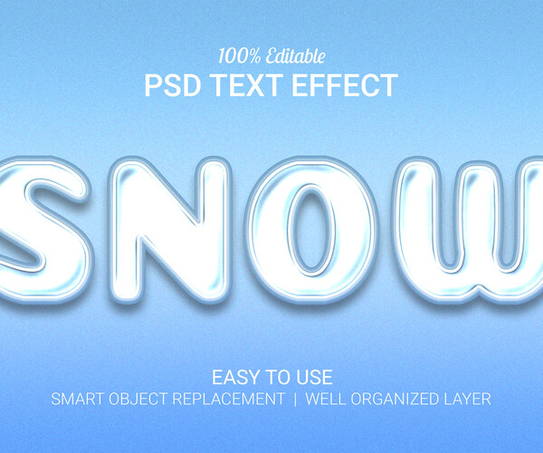 ArtStation - 3D Snow. PSD fully editable text effect. Layer style PSD ...