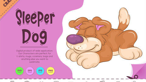 Sleeper Cartoon Dog. Clipart.