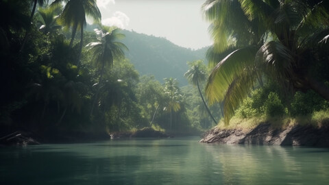 Tropical Island Shores - High Quality Digital Art Download - Ocean Nature Landscape Artwork / Illustration / Reference Art / Printable - PLUS BONUS IMAGE