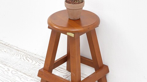 Wood round stool