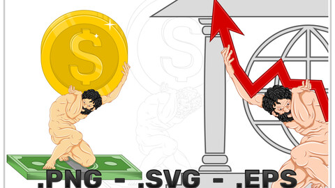 Vector Design Of Atlas Holding The Economy