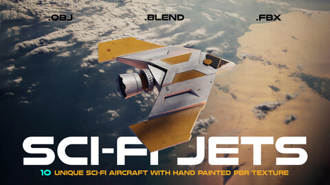 10 SCI-FI jet with hand painted textures