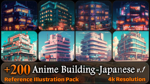 200 Anime Building - Japanese Reference Pack | 4K | v.1