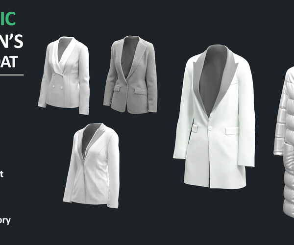 ArtStation - 17 BASIC WOMEN'S COAT / OVERCOAT / JACKET PACK | Marvelous ...