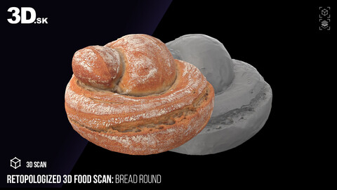 Retopologized 3D Food | Bread Round