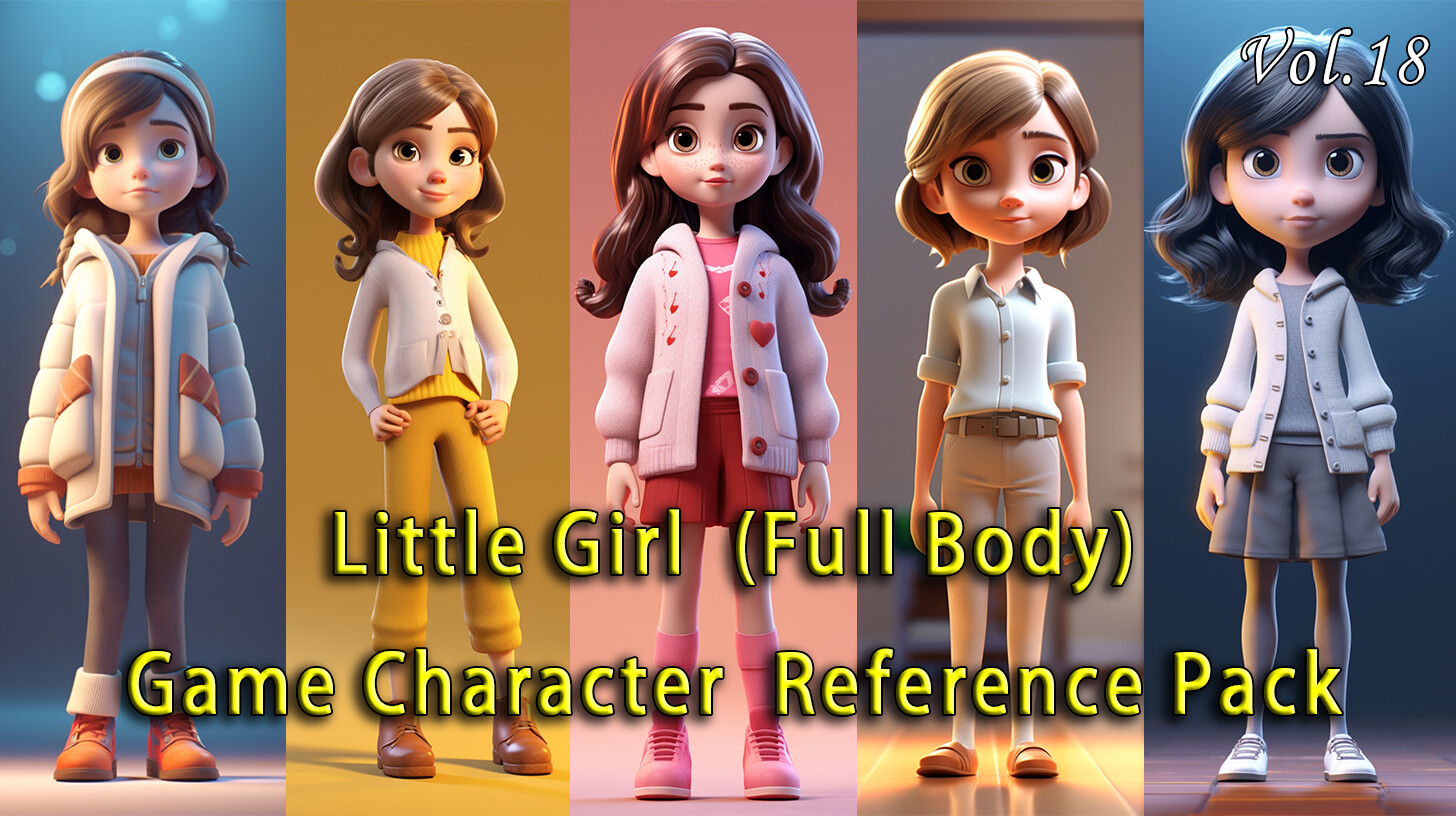 250 Little Girl Game Character (Full Body) Reference Pack β | 4K Vol.018