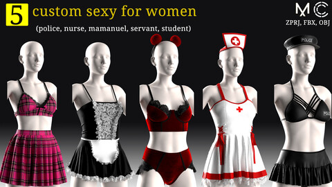 5 Custom sexy for women(ZPRJ, FBX, OBJ) VOL 1