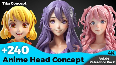 +240 Anime 3D Head Concept (4K) | Vol_04