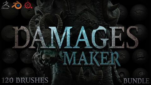 Zbrush + Blender - Damages Maker 120 Brushes + Alphas Bundle 20% OFF