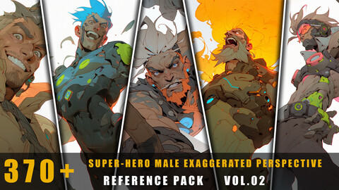 370+ Super-Hero Male Exaggerated Perspective Outfit - References Pack Vol.02