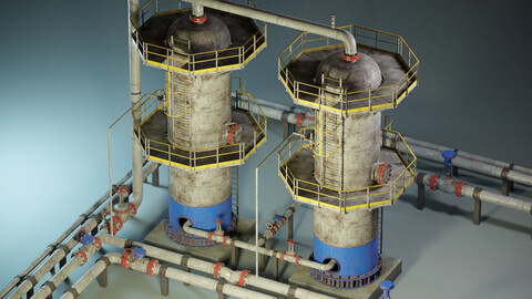 Industrial Vertical Vessel PBR Game Ready