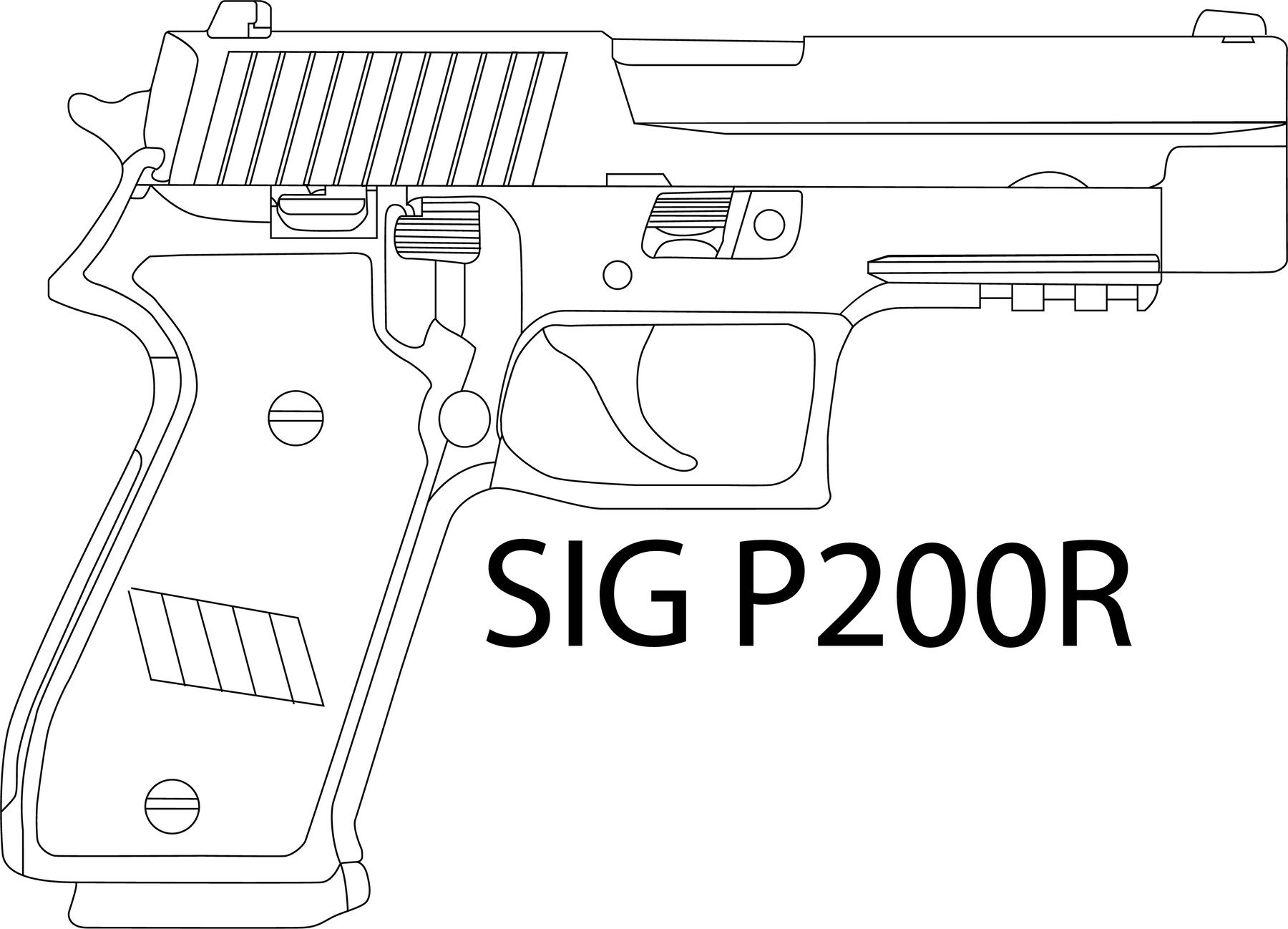 ArtStation - SIG P200R gun line art svg vector file for laser engraving ...