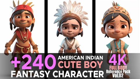 +240 American Indian Little Cute Boy (American Indian Fantasy Character Vol.02) 4K