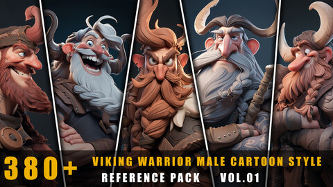 380+ Viking Warrior Male Cartoon Style - References Pack Vol.01