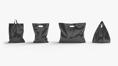 4 Black Plastic Bag Stand - handle packet shapes set