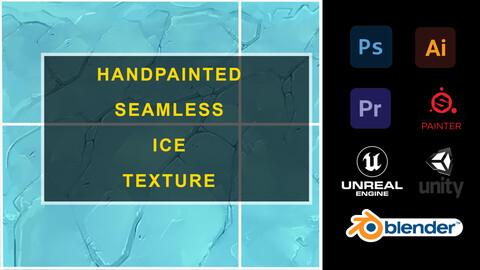 Seamless HandPainted Cartoony stylized Ice Surface texture for animation, Game Design and 3D Visualization