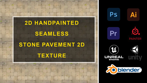 Seamless Stone Pavement Road Ground Cartoony 2D Texture