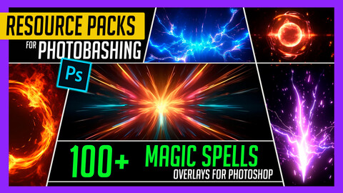 PHOTOBASH 100+ Magic Spell Overlay Effects Resource Pack Photos for Photobashing in Photoshop