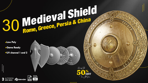 30 Medieval Shield Base Mesh