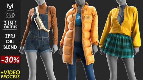 3 in 1 Outfits - Marvelous / CLO Project file + Video Process