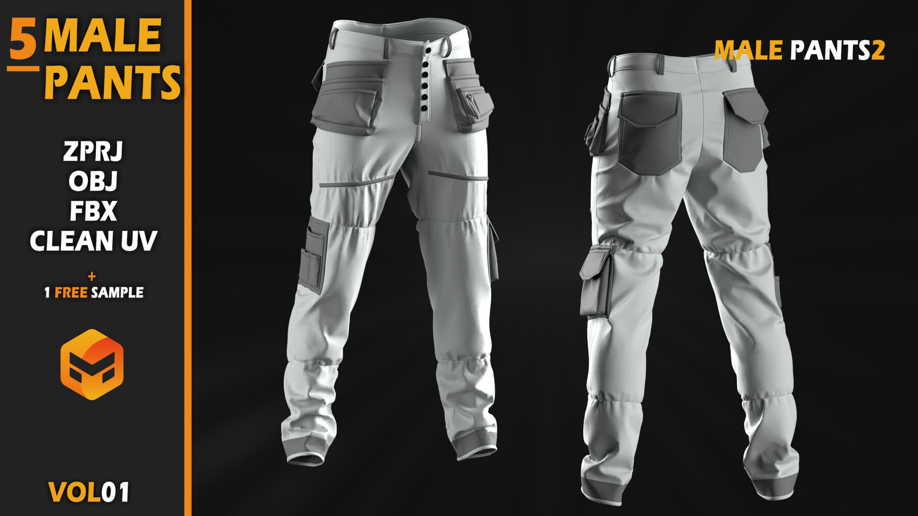 ArtStation - 5 Male pants - VOL01 / Clo3d(MD) Project + Free sample ...