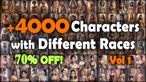 4000 Characters with Different Races | MEGA Bundle | 4K | v.1