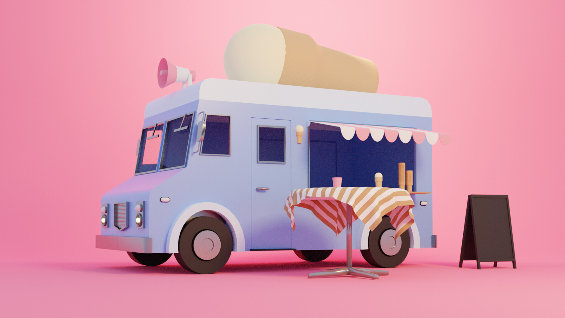 ArtStation - Cartoon Ice Cream Truck 3D model | Resources