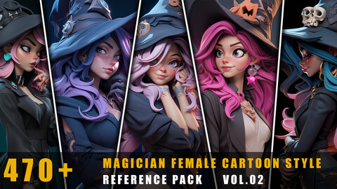 470+ Magician Female Cartoon Style - References Pack Vol.02