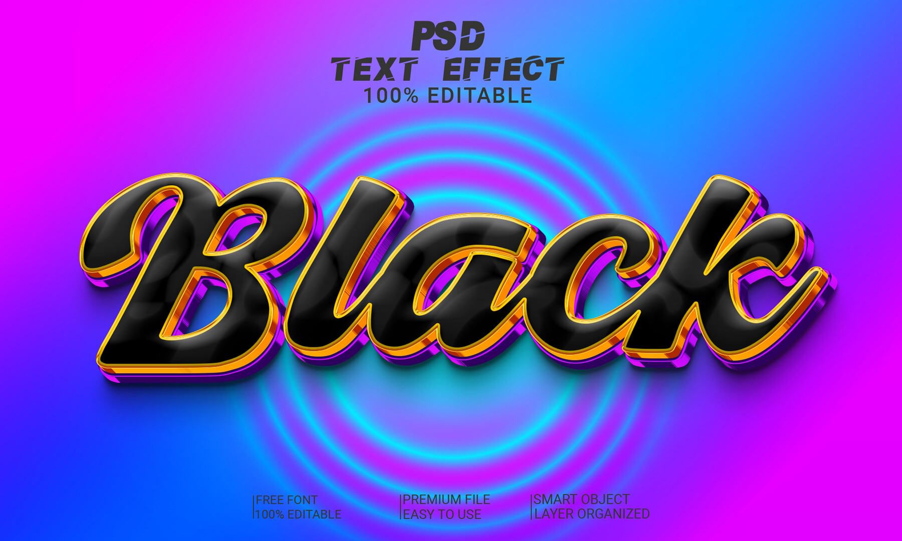 ArtStation - 3D Black. PSD Fully Editable Text Effect. Layer Style PSD ...