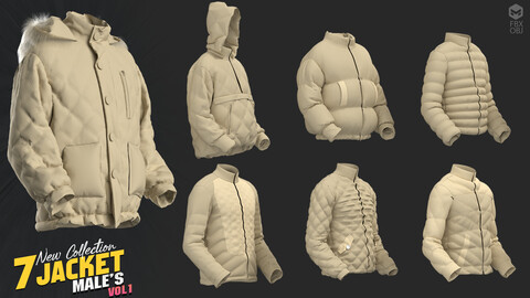 7 models of men's jacket  / marvelous & clo3d / OBJ / FBX