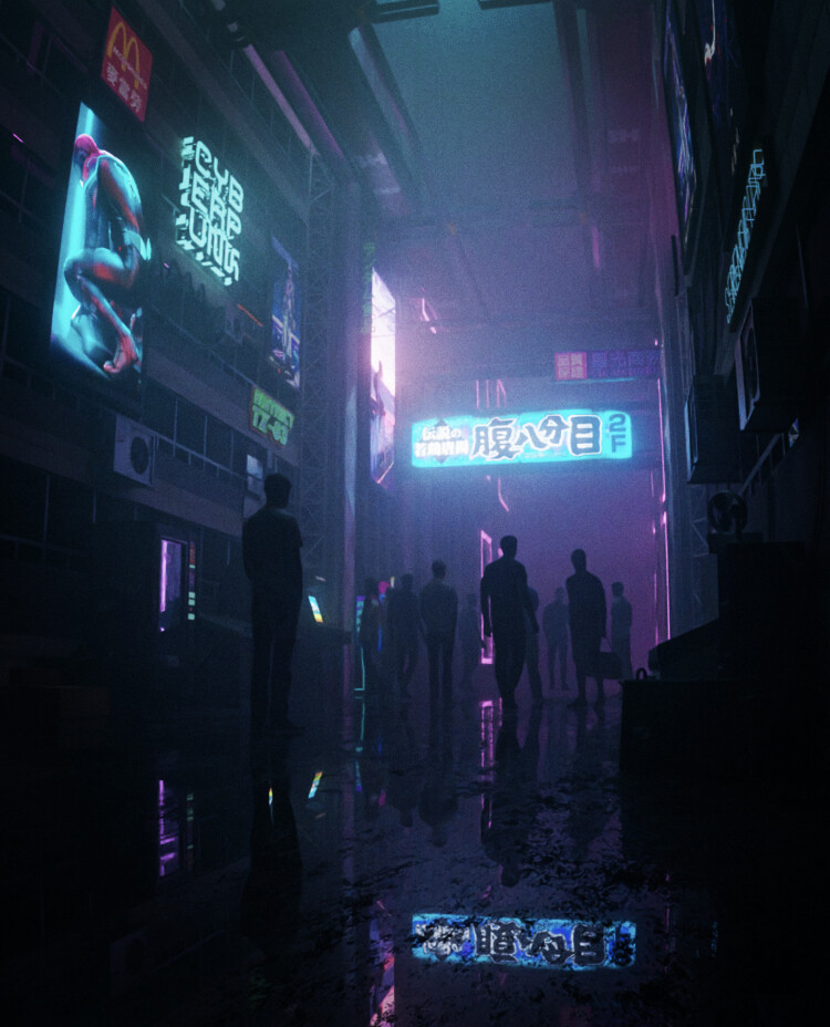 ArtStation - Dark nights &neon lights - Blender project file | Resources