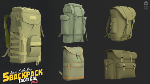 5 models of Military tactical back pack / marvelous & clo3d / OBJ / FBX1