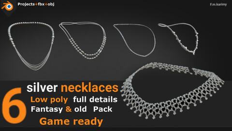 6 silver necklaces