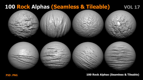 100 Rock Alphas (Seamless & Tileable) Vol 17