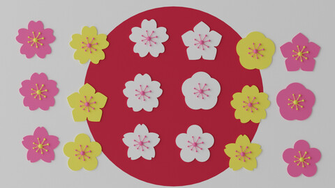 Cartoon Cherry Blossom Flower Sakura 1 3D model