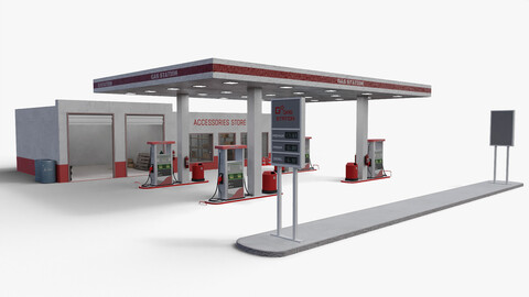 Gas Station 2 Low Poly