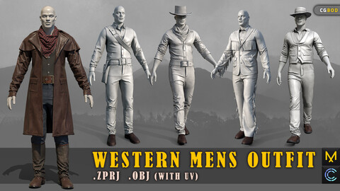 Western Men's Outfit , Male Clothing , Marvelous Designer
