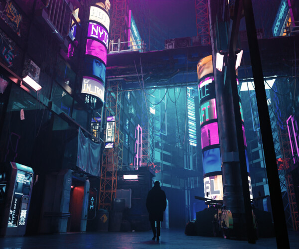 ArtStation - High Detail Cyberpunk City Scene 3D Blender File (Textured ...