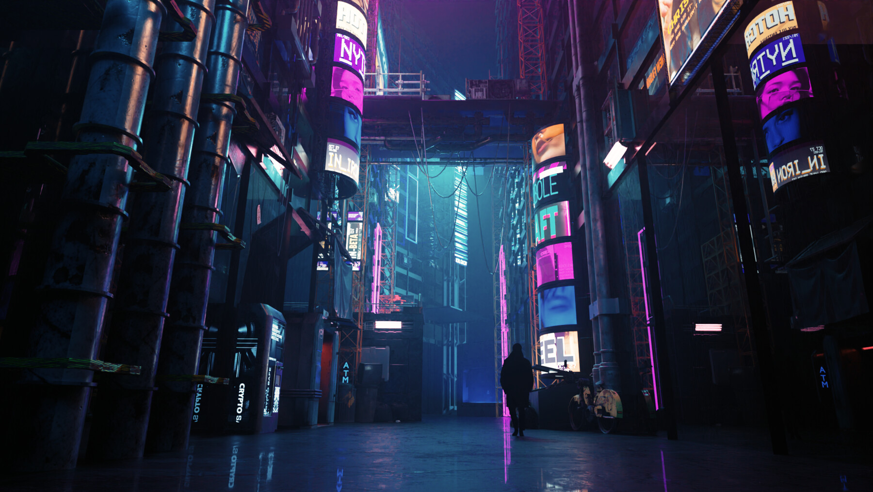 Cyberpunk город 3d фото 27