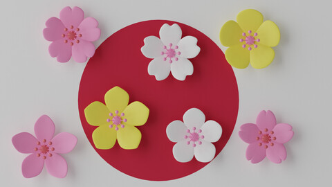 Cartoon Cherry Blossom Flower Sakura 2 3D model