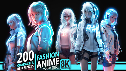 200 Fashion Anime Girl - VOL 04 - Character References | 8K Res