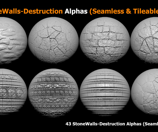 ArtStation - 43 Stone Walls Destruction Alphas (Seamless & Tileable ...