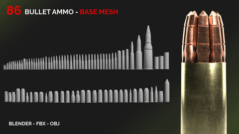 86 Bullets Ammo - Base mesh (Game Ready)