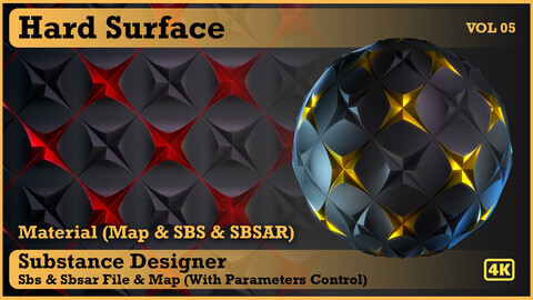 Hard Surface material - VOL 05 - Maps & SBS & SBsar (sci-fi Pattern)