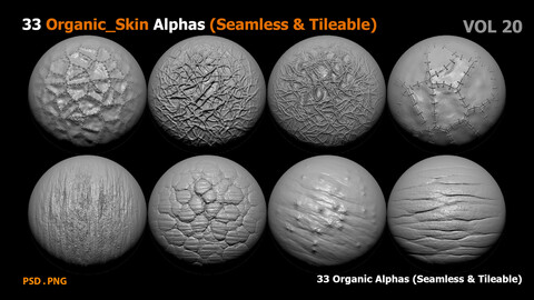 33 Organic_Skin Alphas (Seamless & Tileable)